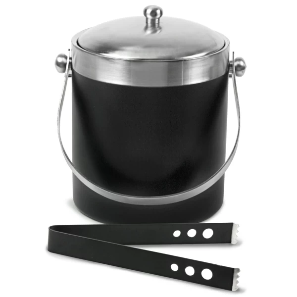 Black Stainless Steel Ice Bucket with Tongs