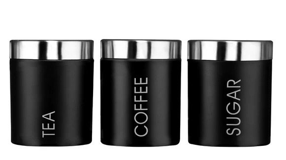 Black Tea, Coffee and Sugar Canisters