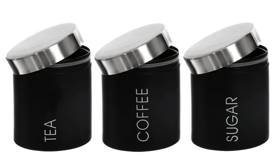 Black Tea, Coffee and Sugar Canisters