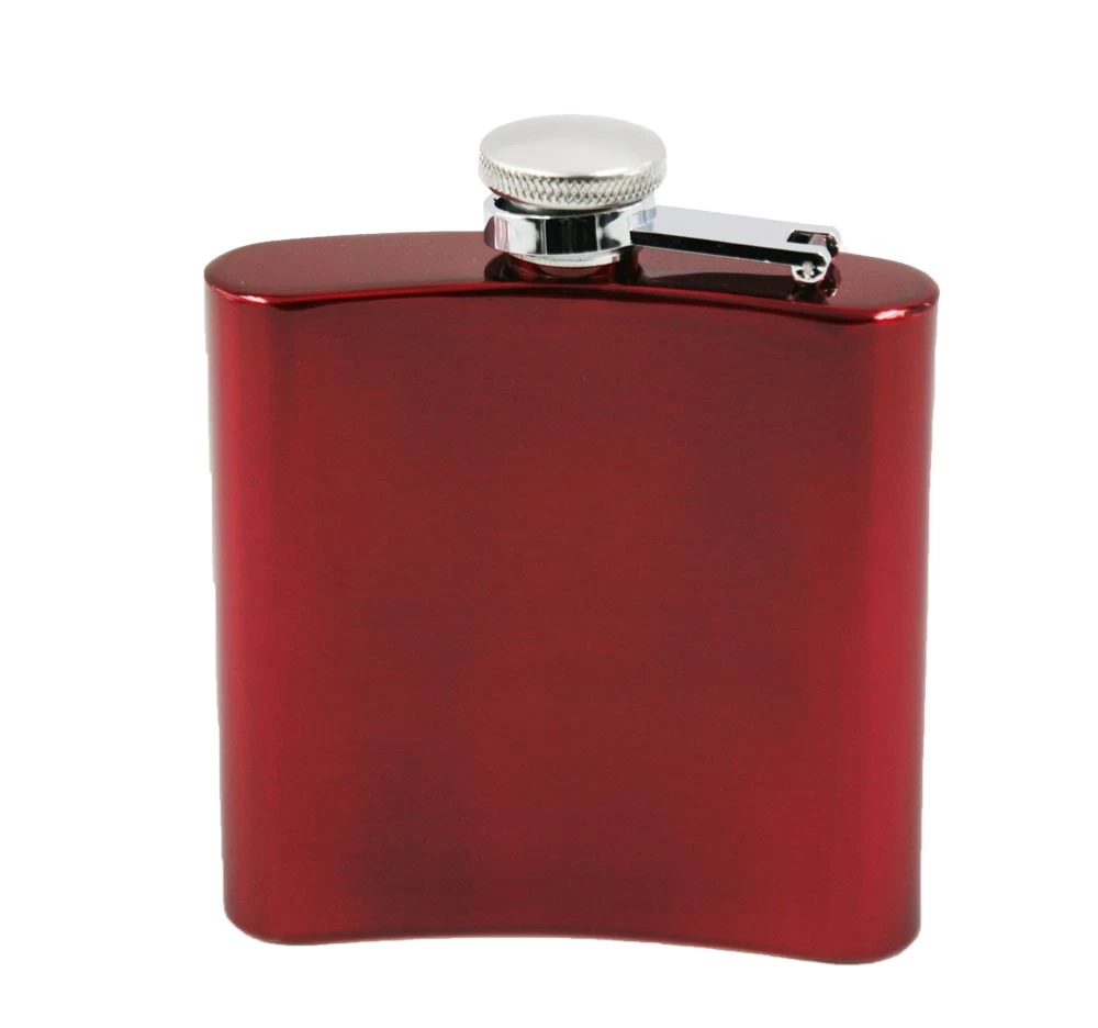 Classic Red Stainless steel 6oz shiny Hip Flask EB-HF005
