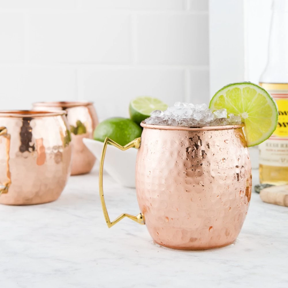 Hammered Copper plated Stainless Steel Copper Mug Drum-Type Moscow Mule Mug