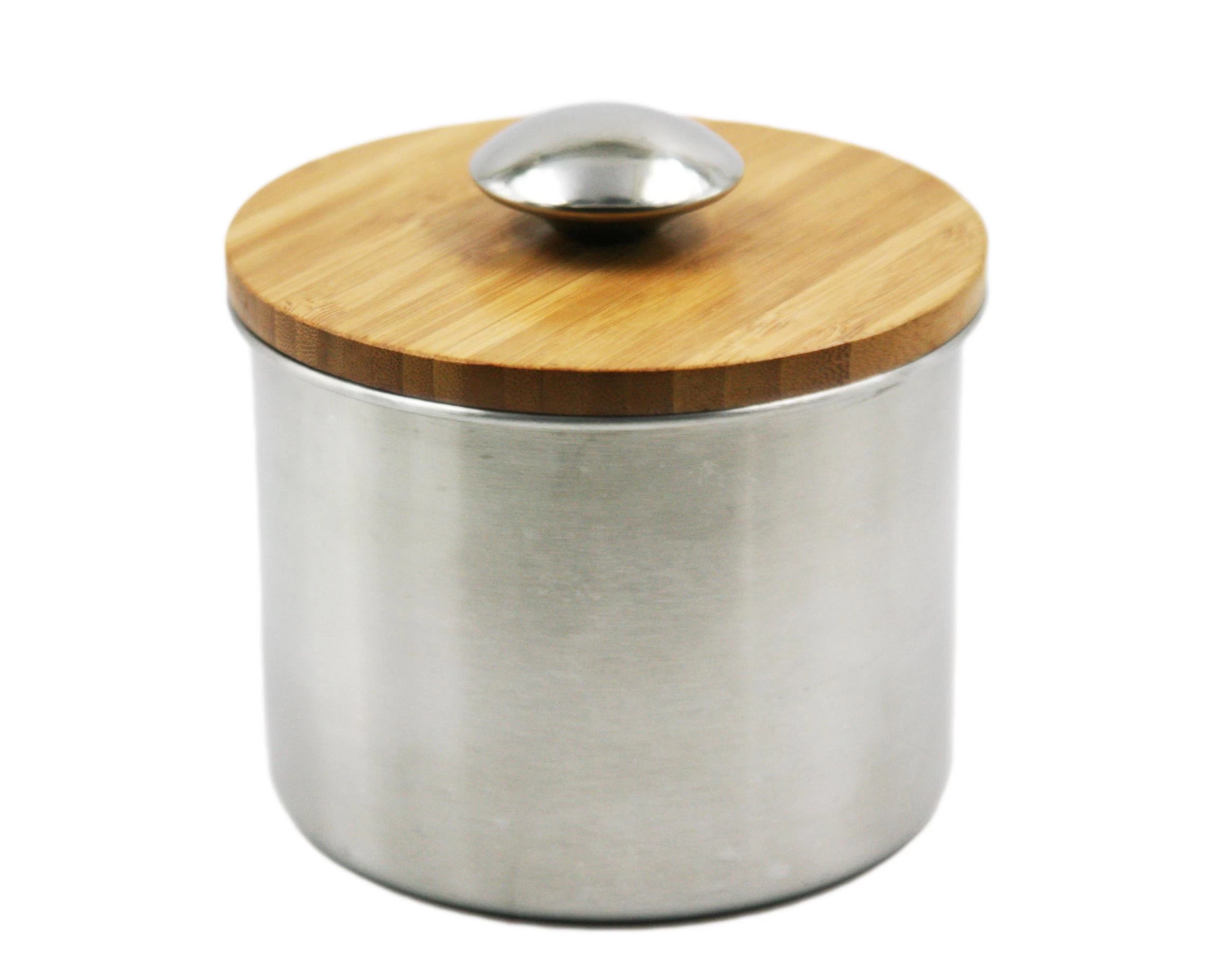 High-end Stainless Steel Storage Pot/ Can/ Jar with Wooden Lid EB-MF022