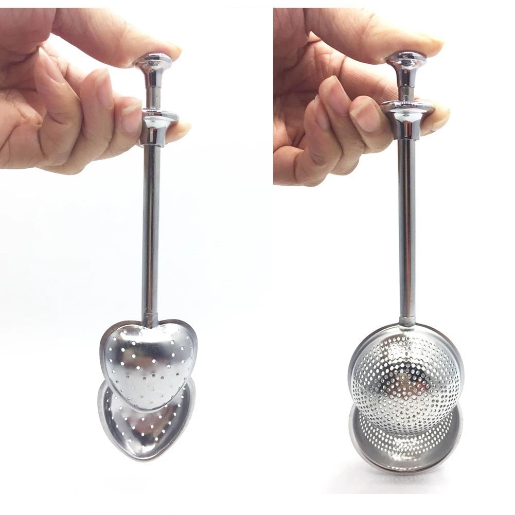 Long-Handled Tea Strainers Tea Infuser Round Ball and Heart Shaped Pack of2