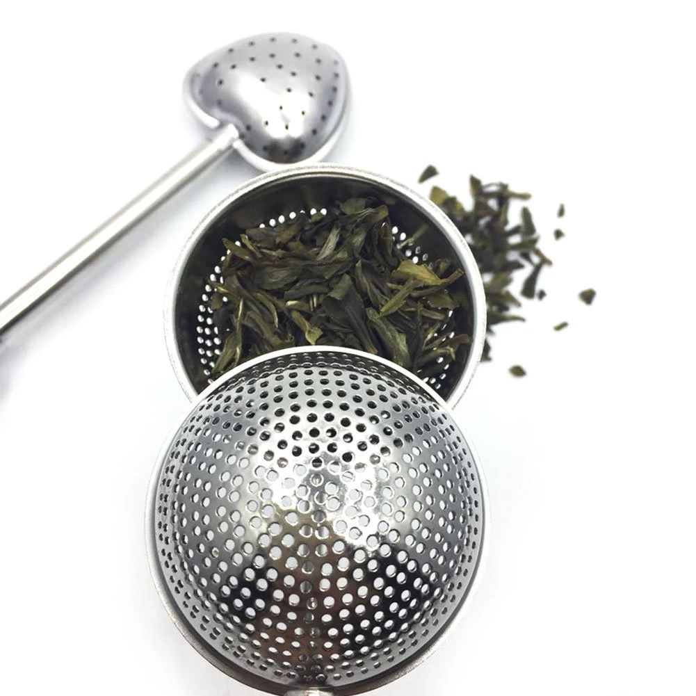 Long-Handled Tea Strainers Tea Infuser Round Ball and Heart Shaped Pack of2