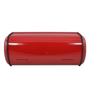Modern Red Metal Clear Front Window  Bread Box / Storage Bin
