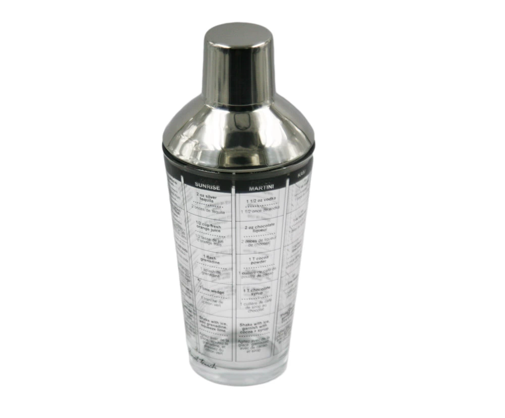New design Stainless steel Glass Recipe Cocktail Shaker12oz EB-B56