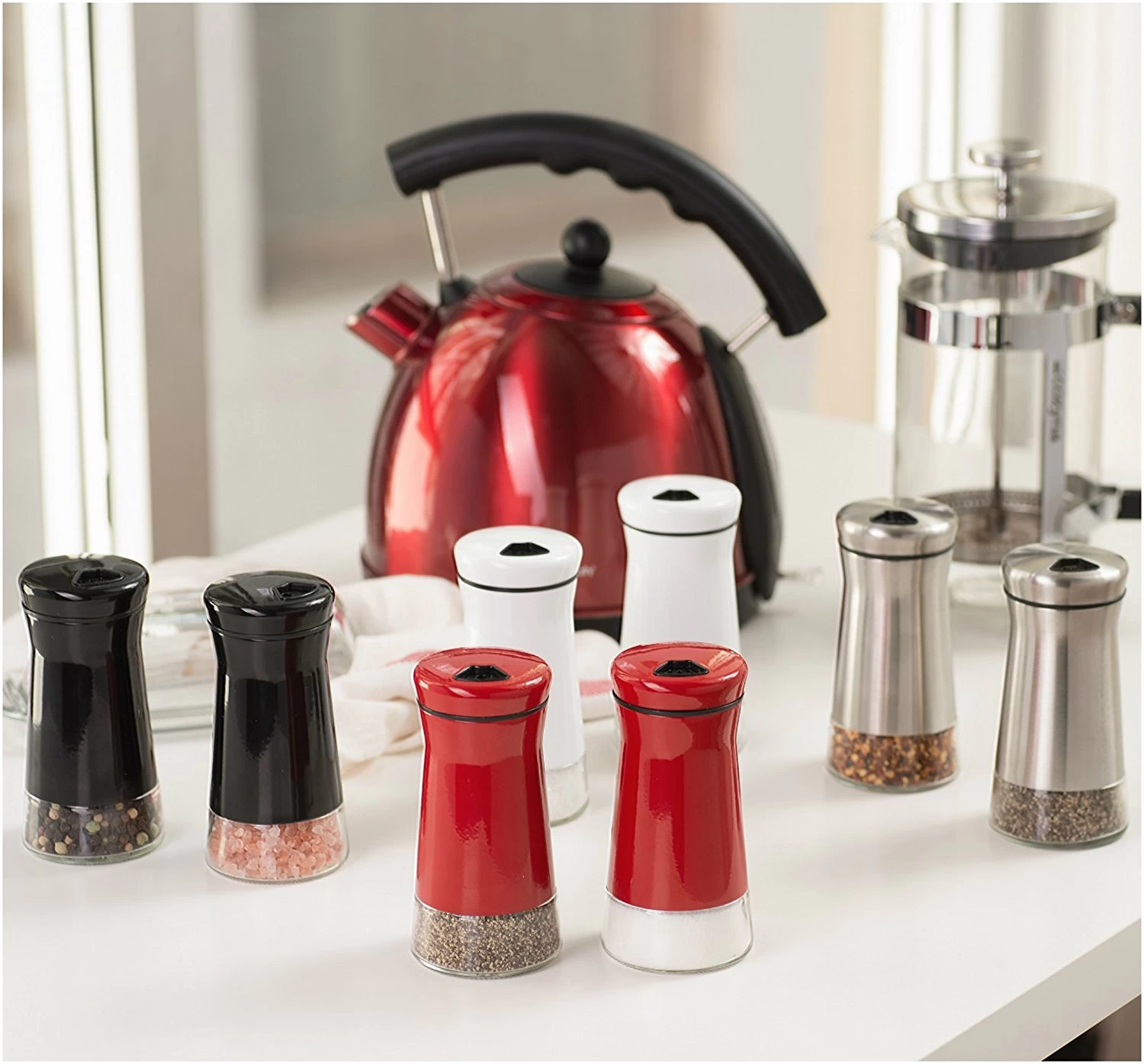 Salt and Pepper Shakers Set with Adjustable Holes