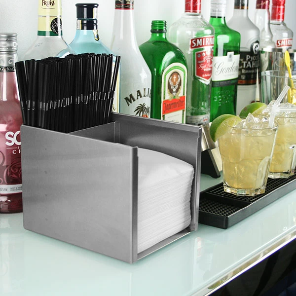Stainless Steel Bar Caddy Tissue Box Cocktail accessories compartment