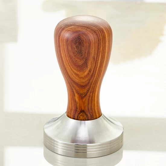 Stainless Steel Espresso coffee tamper-Hand solid wood