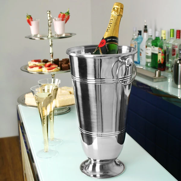 Stainless Steel Ice Bucket Champagne Bucket with Ring Handles