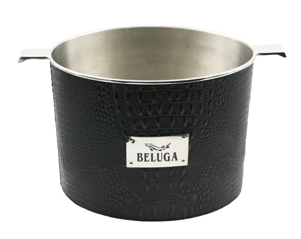 Stainless Steel Ice Bucket with Pu leather coating EB-BC60