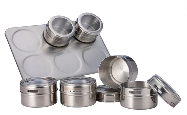 Stainless Steel Magnetic Containers Multipurpose Spice Rack Perfect Kitchen Storage 6 Piece Set