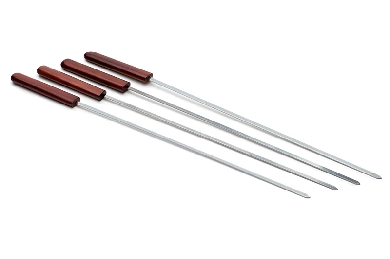 Stainless-Steel Skewers with Rosewood Handles, Stainless Steel BBQ Set manufacturer