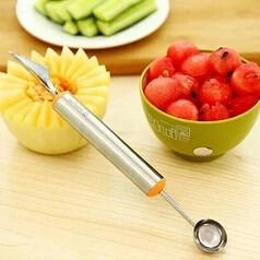 Stainless Steel Watermelon Spoon Ice Cream Ball with Fruit Carving Knife Multifunction Kitchen