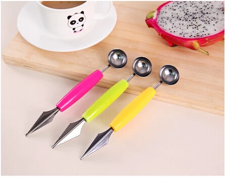 Stainless Steel Watermelon Spoon Ice Cream Ball with Fruit Carving Knife Multifunction Kitchen