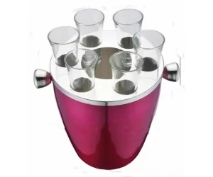 Stainless steel ice bucket with glass holder EB-BC38
