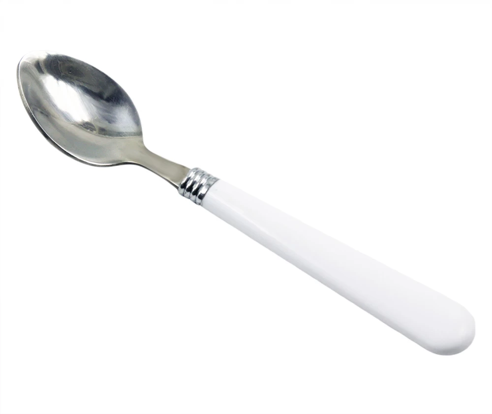 Stainless steel soup spoon meal spoon with white grip EB-TW62