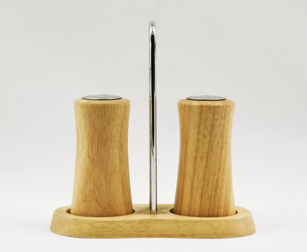Stainless steel wooden salt  and pepper set EB-SP90