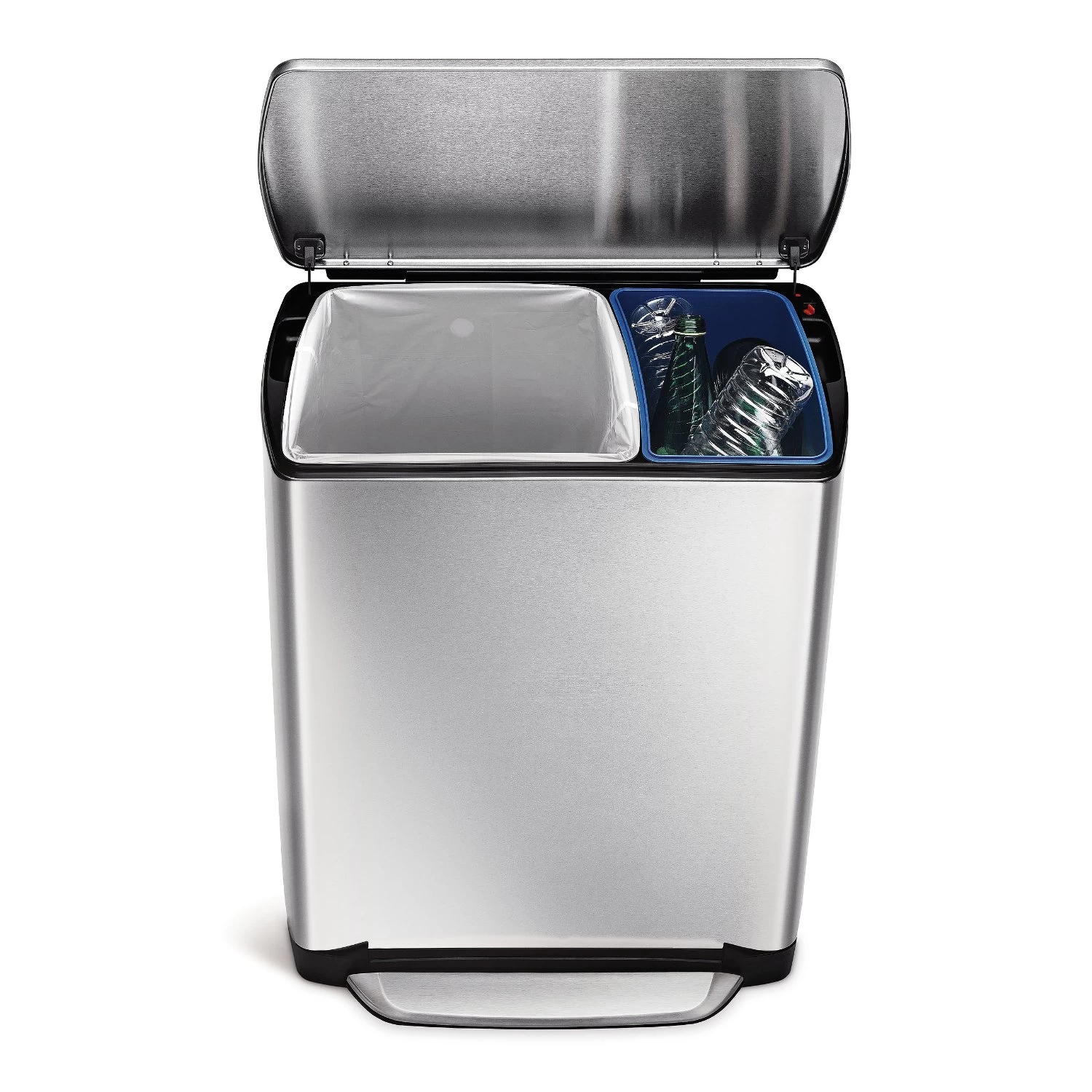 Wide-Step Rectangular Step Trash Can Recycler, Stainless Steel rubbish can EB-P0072