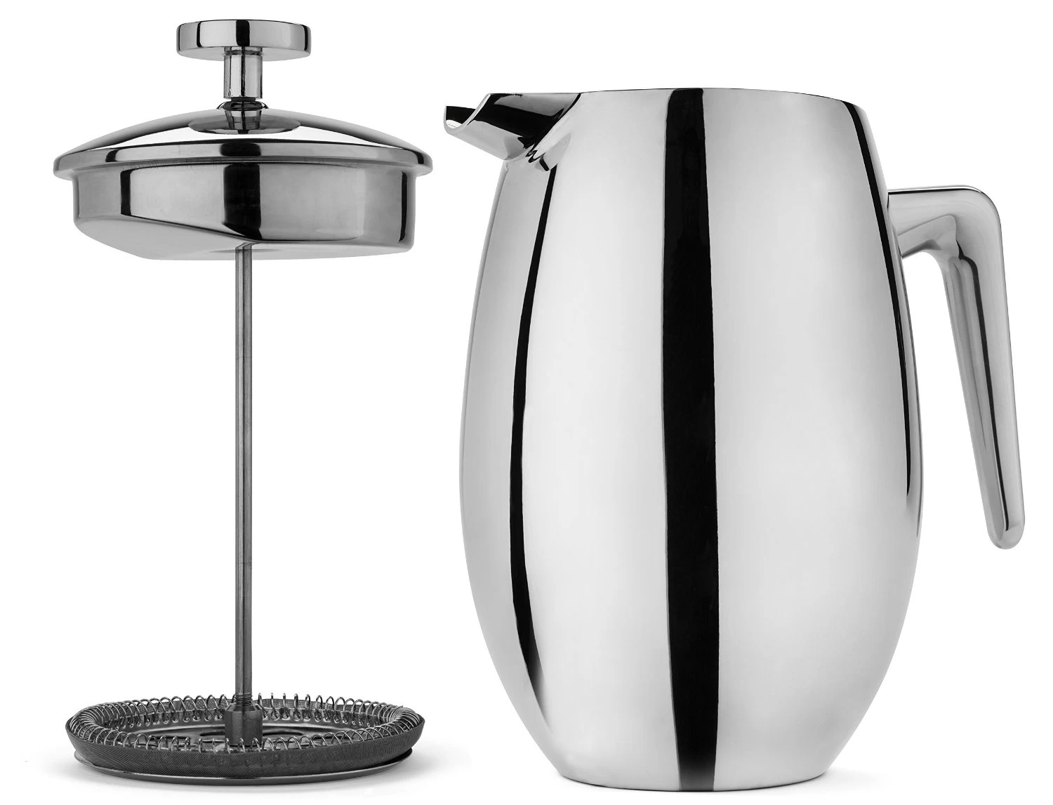 stainless steel mirror finish tea pot with strainer
