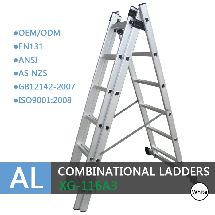 Xingon Heavy Duty Aluminum Combination Step and Extension Ladder-3sections EN131