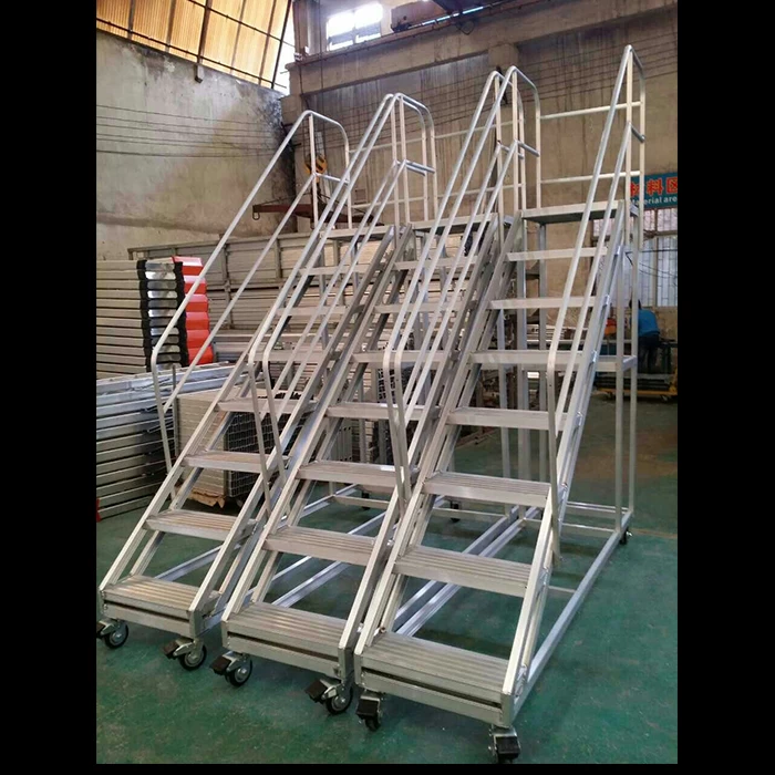 Xingon almacén de seguridad rodante plataforma móvil escalera con pasamanos EN131