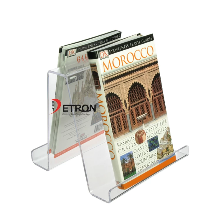2 Side countertop clear acrylic v shaped small display stand for books