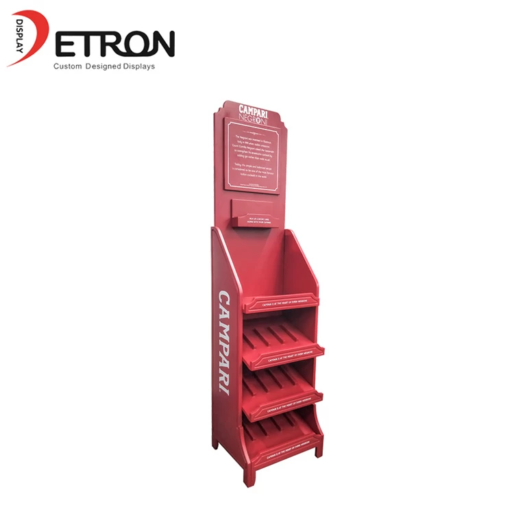4 Tiers painting wooden red wine display shelves for store