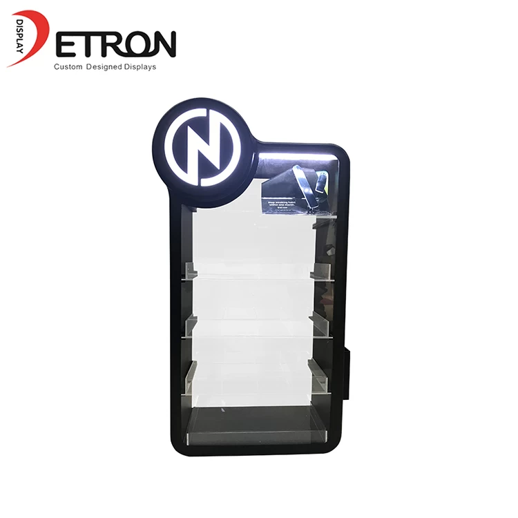 China manufacturer OEM custom black acrylic led e-cigarette display cabinet with light