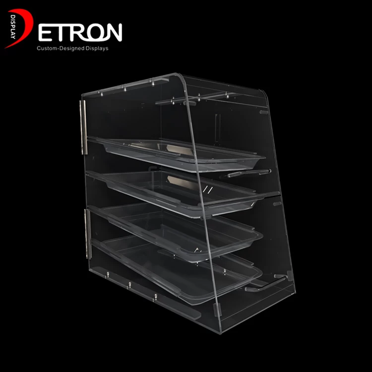 Customized 4 tiers acrylic bread countertop display stand for shop