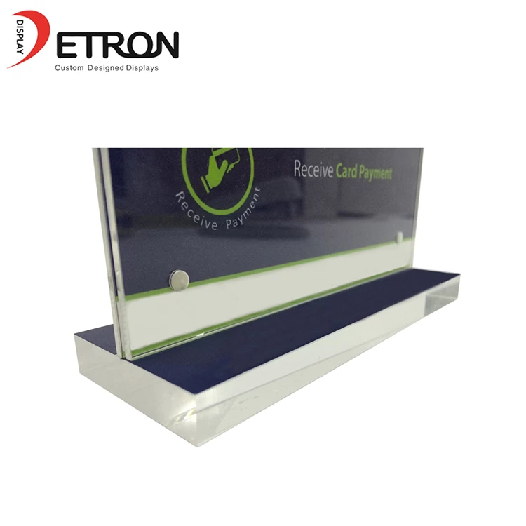 Customized tabletop T shaped clear acrylic menu holder flyer display stand