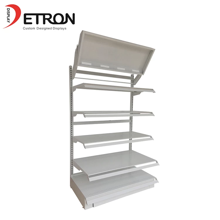 Durable customized supermarket goods metal slatwall display stand