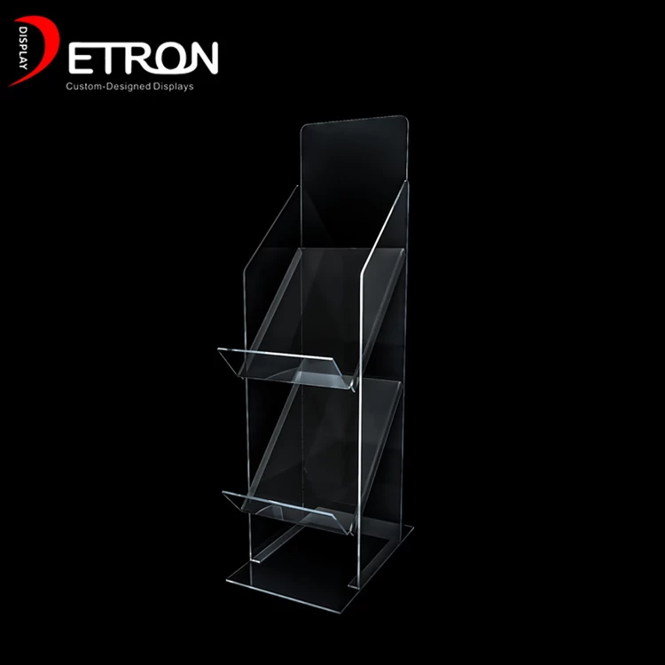 Factory direct 2 tier clear acrylic magazine display stand
