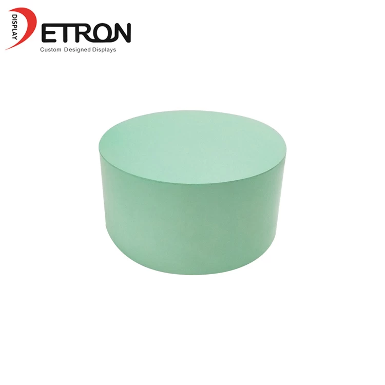 Factory direct green PVC round plinth countertop display stand for display product