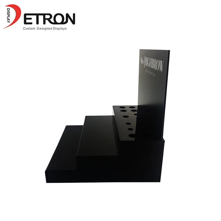 OEM customized 3 tiers countertop black acrylic cosmetic display rack