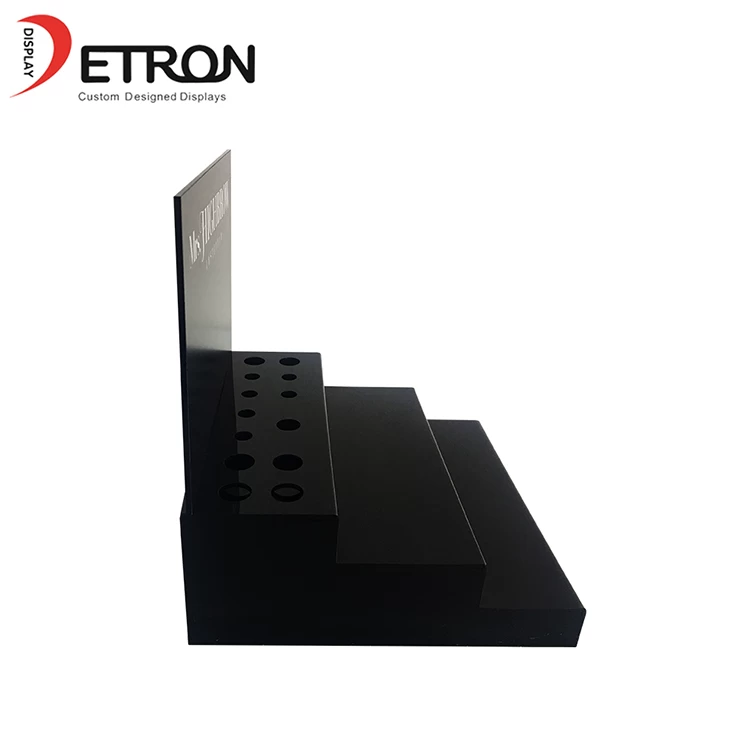OEM customized 3 tiers countertop black acrylic cosmetic display rack