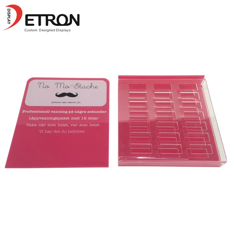OEM screen printing logo pink acrylic countertop small display stand for chewing gum