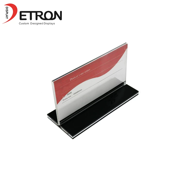 Small T-shape acrylic countertop card display holder for card
