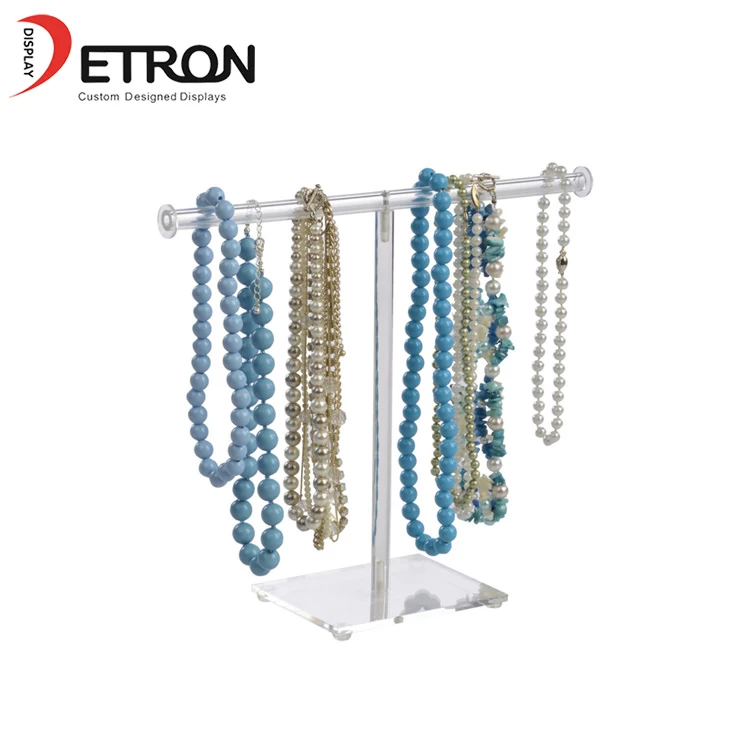 T-forme clair acrylique collier de bijoux présentoir pour collier