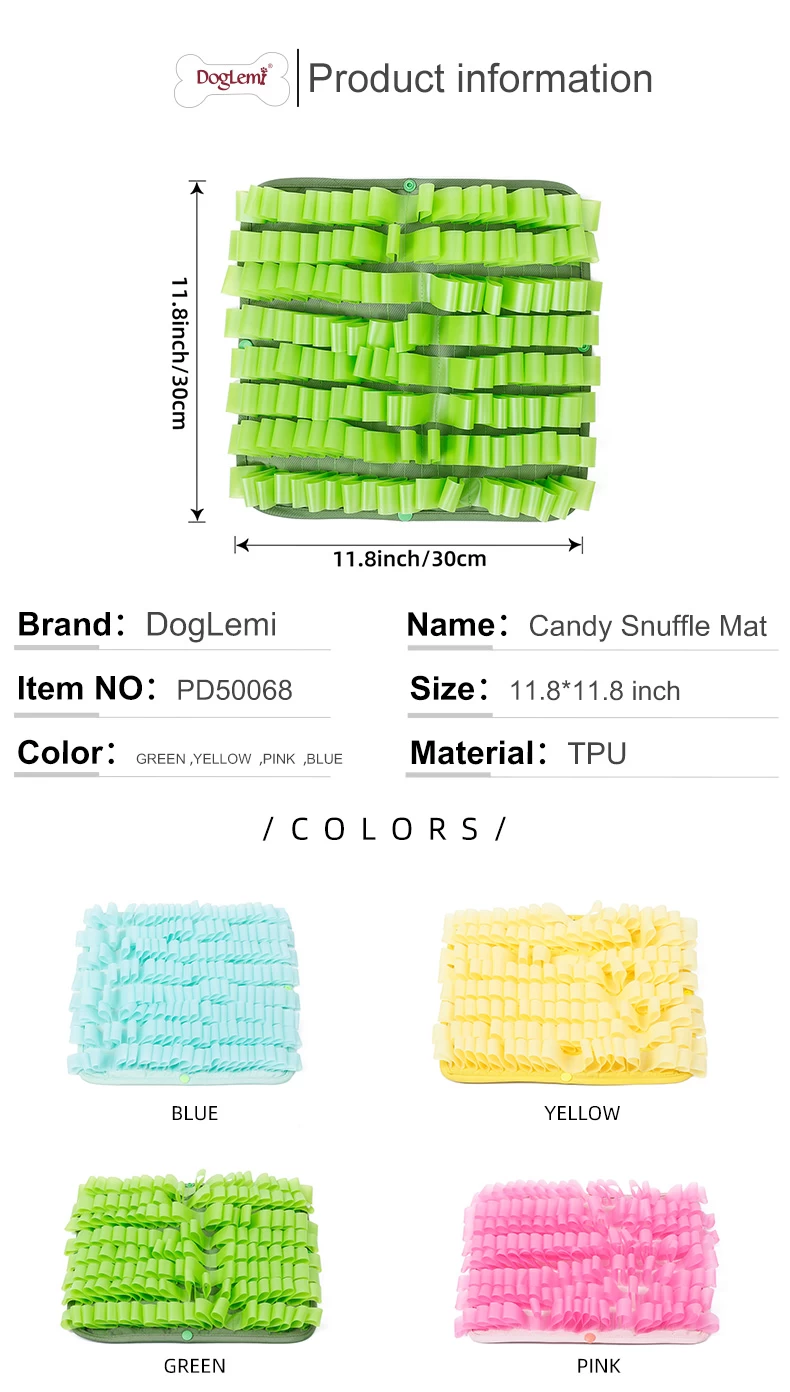 DIY Connectable Candy Colors Jelly Pet Snuffle Mat Water Resistant Slow  Eatting Training Dog Bowl Mat Pad