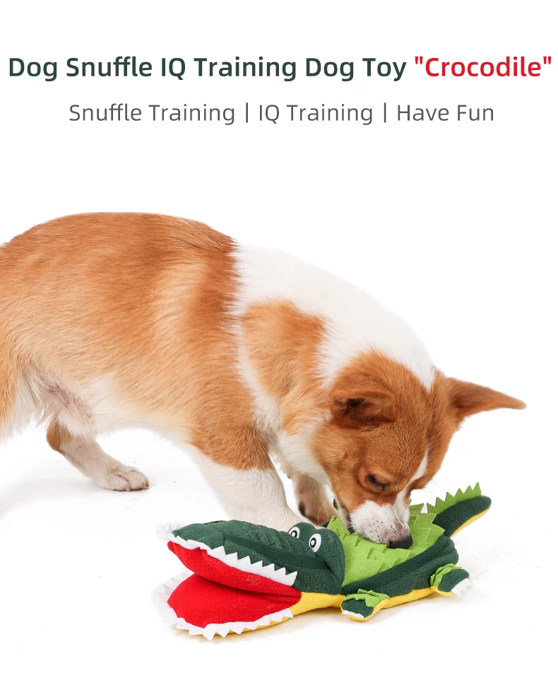 Squeaky Plush Snuffle Alligator Dog Toy For IQ Training And