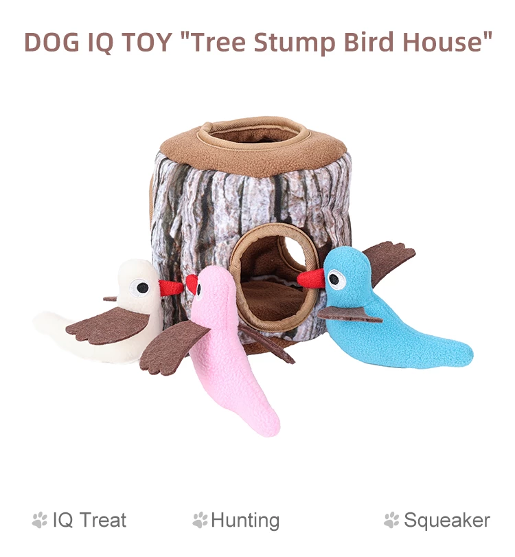 Dog IQ Toys Birds in Tree Stump Hide and Seek Activity Plush Puzzle  Squeaker Pet Toy Drop Shipping - AliExpress