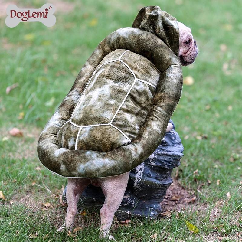 2 in One Functional Pet Costume Clothes Dog Winter Donut Bed Turtle Design Coat and Bedding