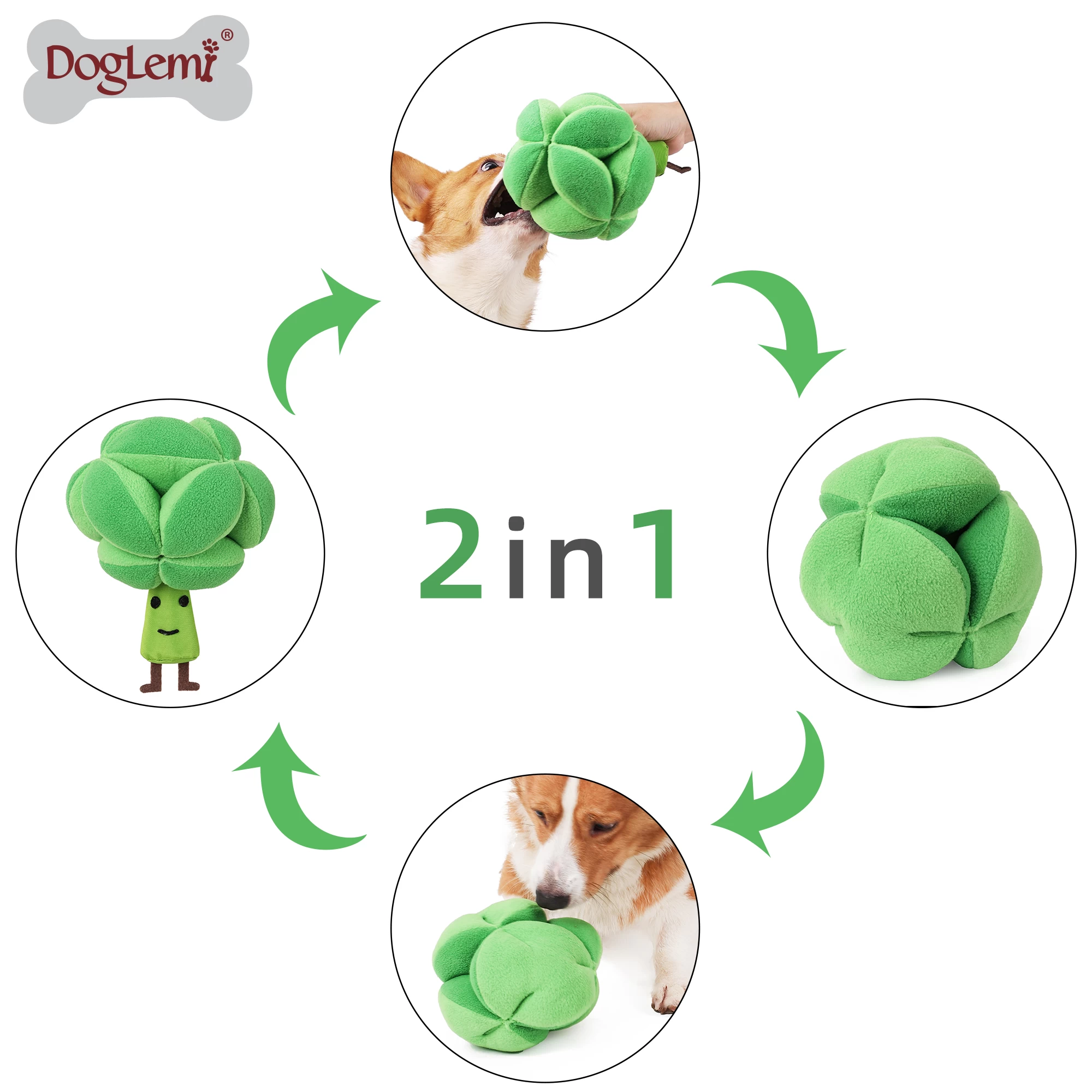 Broccoli Design Dog Snuffle Ball