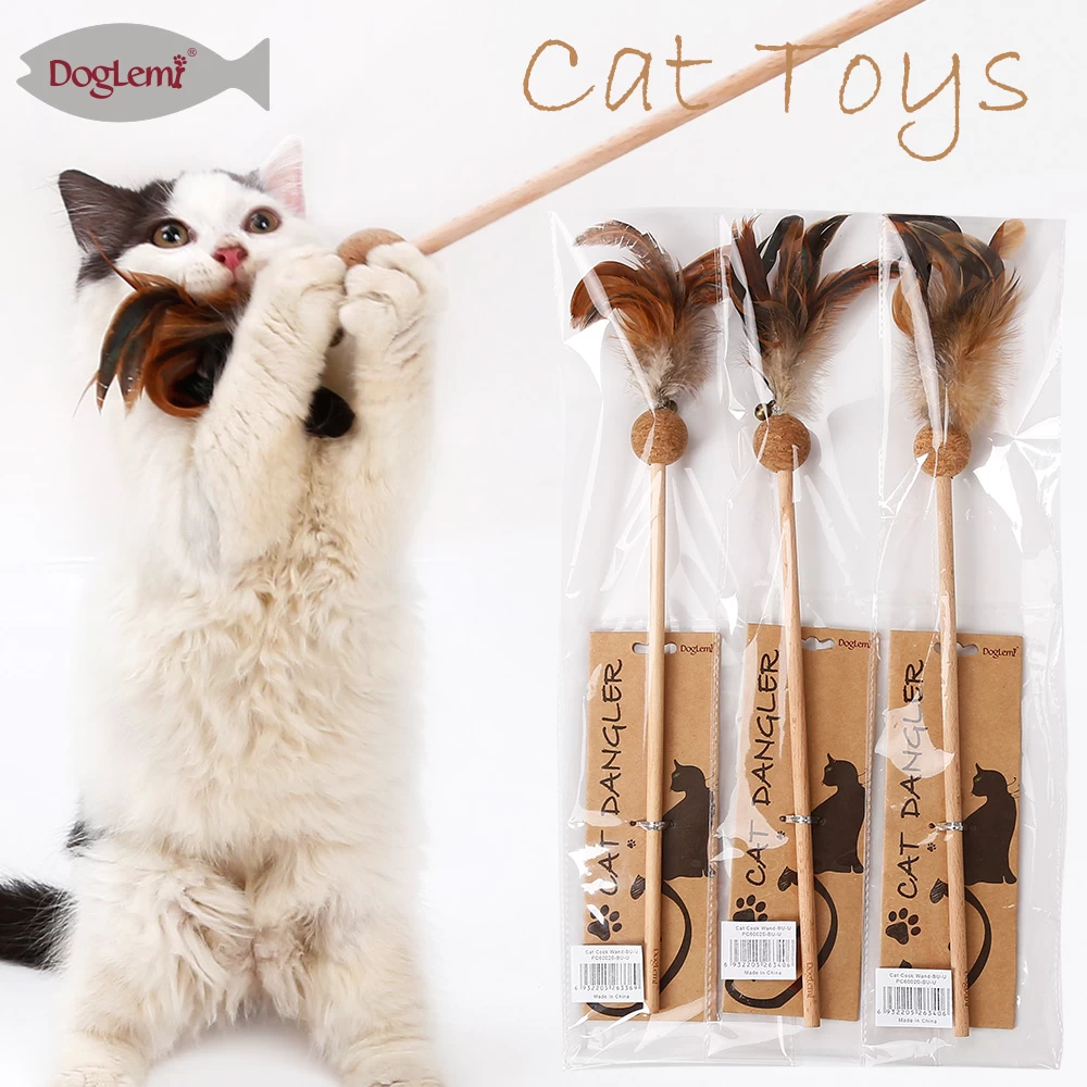 猫咪软木球羽毛木棒玩具