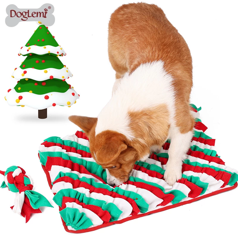 Christmas Pet Gift Set Snuffle Mat with Chew Toy Nosework Dog Toy Sets for Xmas