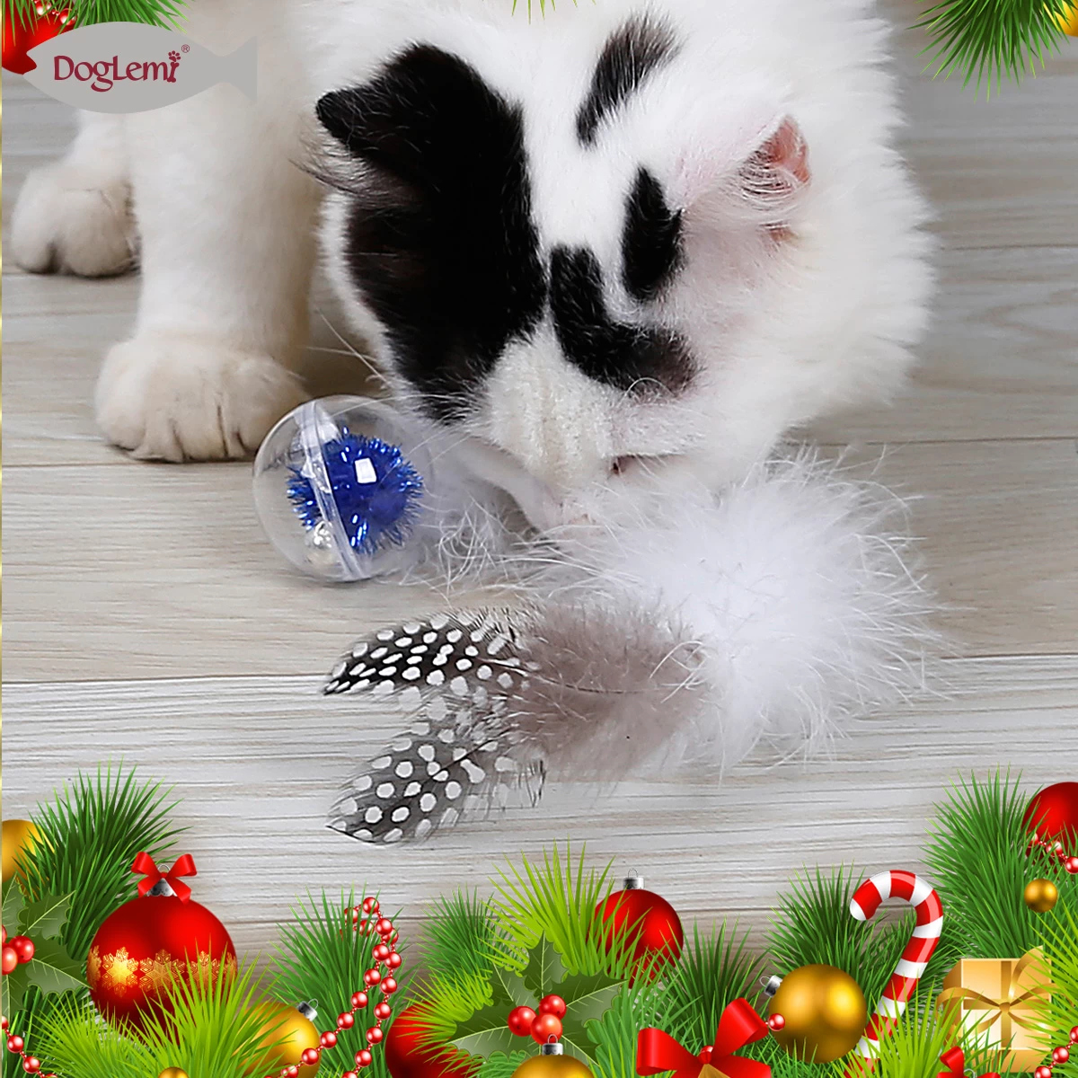 圣诞水晶球猫玩具
