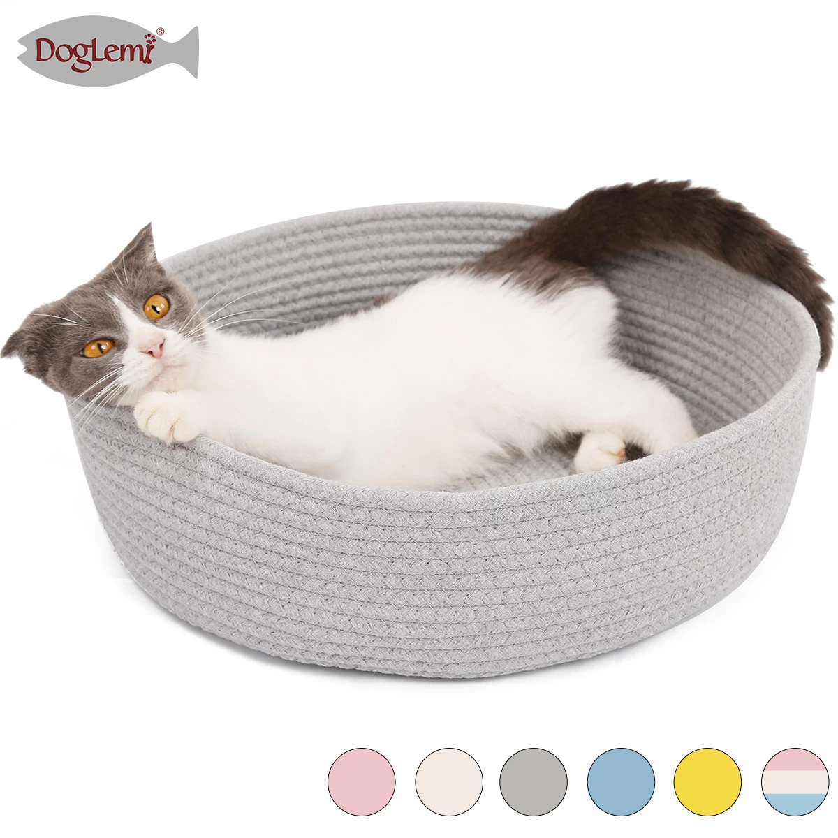 Круглая двухцветная хлопковая кровать для кошек