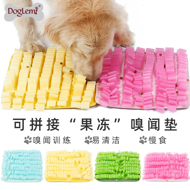 DIY Connectable Candy Colors Gelee Haustier Schnappmatte Wasserbeständiges langsames Essen Training Hundeschüssel Matte Pad