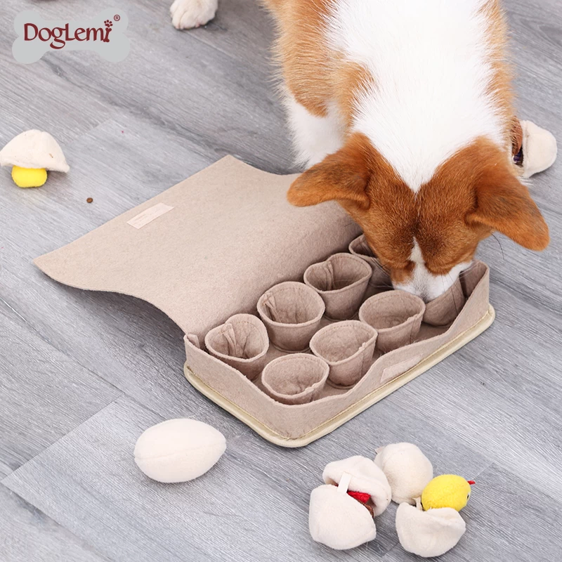 Doglemi IQ Puzzle Huevos Perro Juego de juguete Snuffufe Training Huevos Caja de ciegos Juguetes para Mascotas